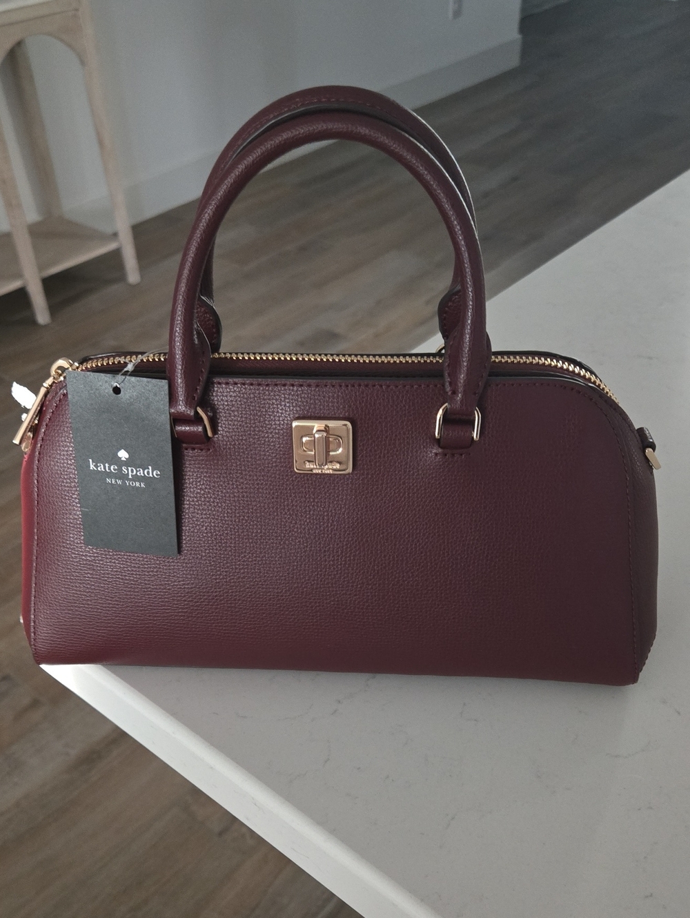 NWT KATE SPADE PHOEBE Top-Handle Bag satchel Refined Grain Leather Cherrywood